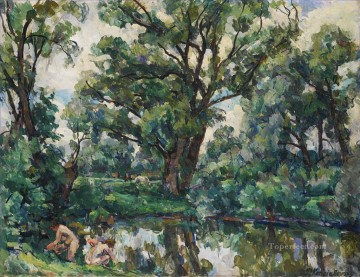 PAISAJE DE SAUCES CON CABALLO Petr Petrovich Konchalovsky bosques árboles Pinturas al óleo